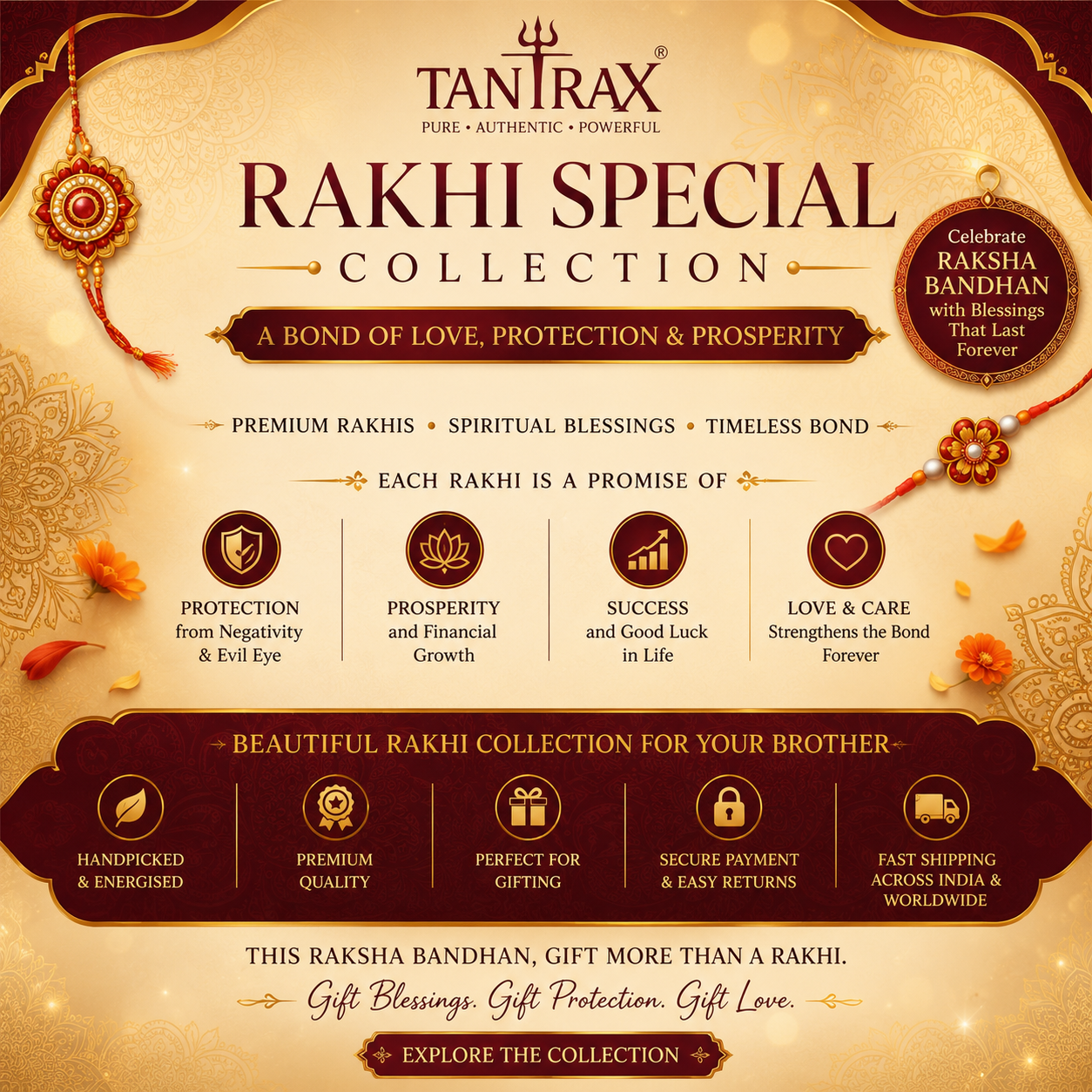 Rakhi with Shukar Dant – Siddh Protection Rakhi | TANTRAX