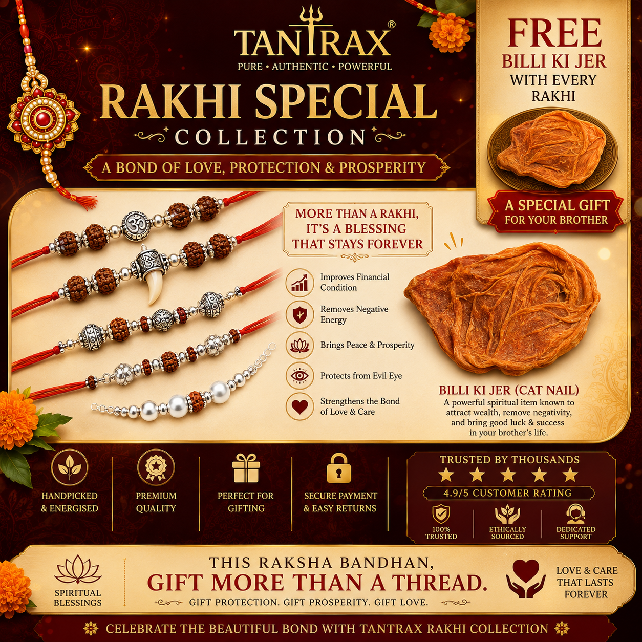 Owl Nail Silver Bracelet | Siddh Bracelet | TANTRAX