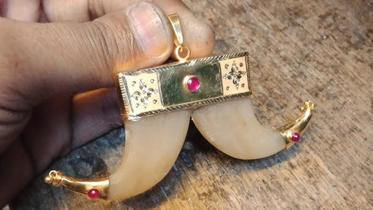 🦁 Natural Lion Claw Pair Pendants – Symbol of Power &amp; Protection